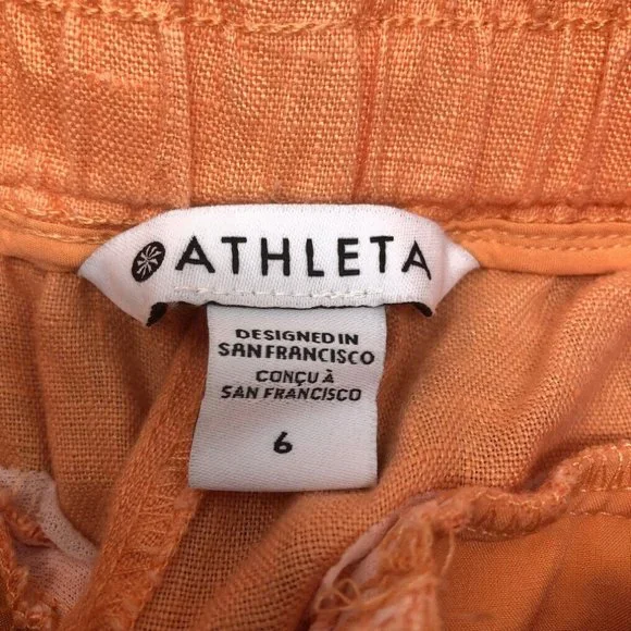 Athleta Cabo 100% Linen Jogger Pants Size 6 Orange - Picture 5 of 7